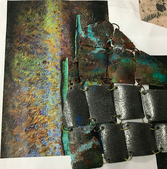 Rust and patina textile surface study