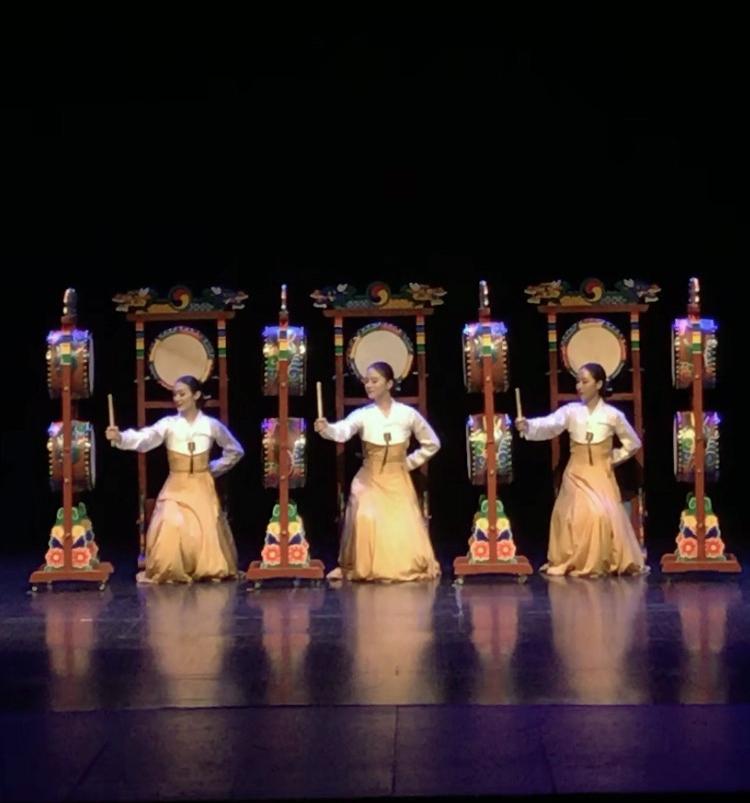 Traditional dance with drums in performance