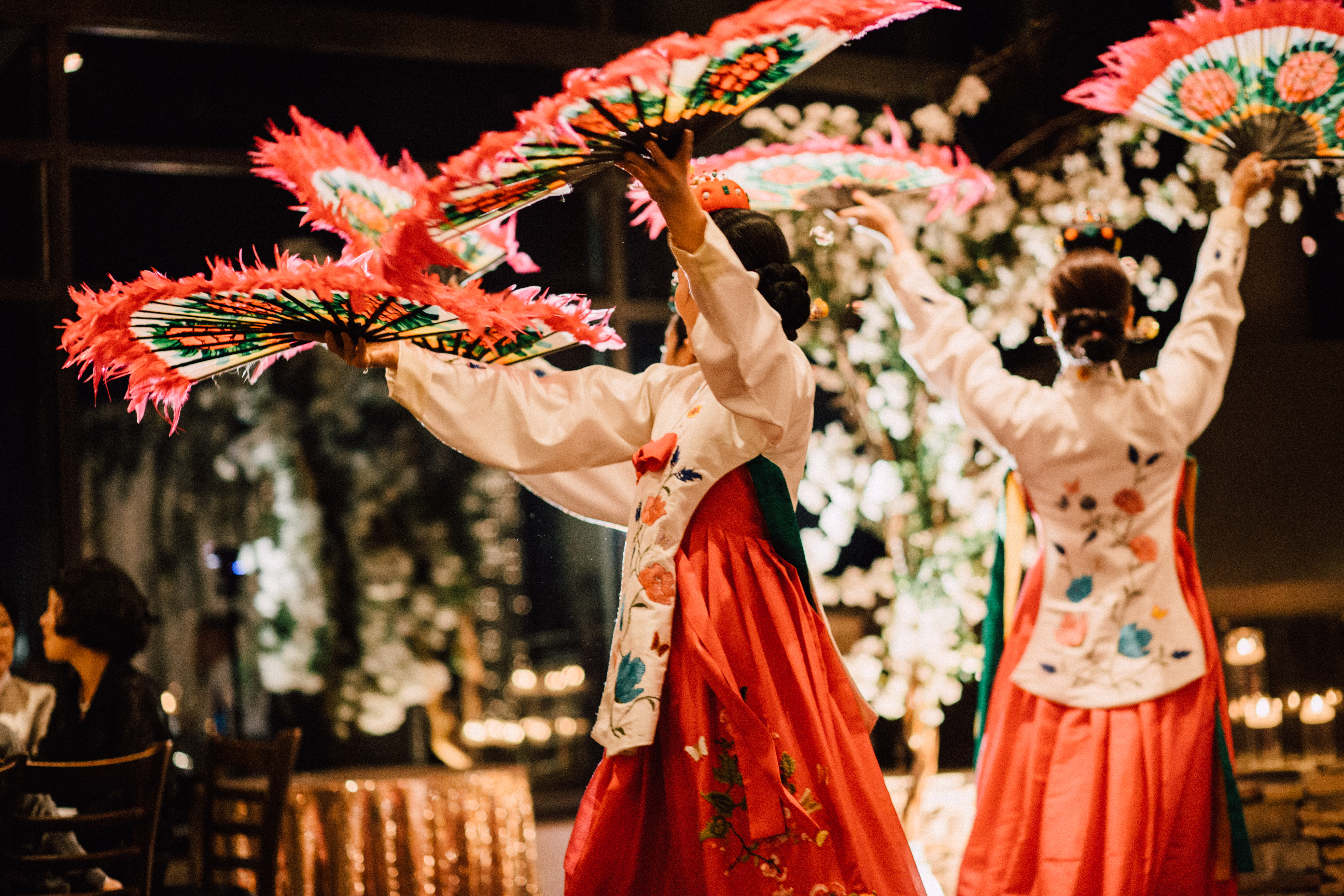 Fan dance at a wedding celebration